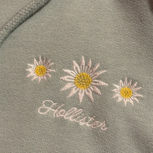 Hollister Mint Green Daisy Cropped Boyfriend Hoodie - Picture 3 of 3